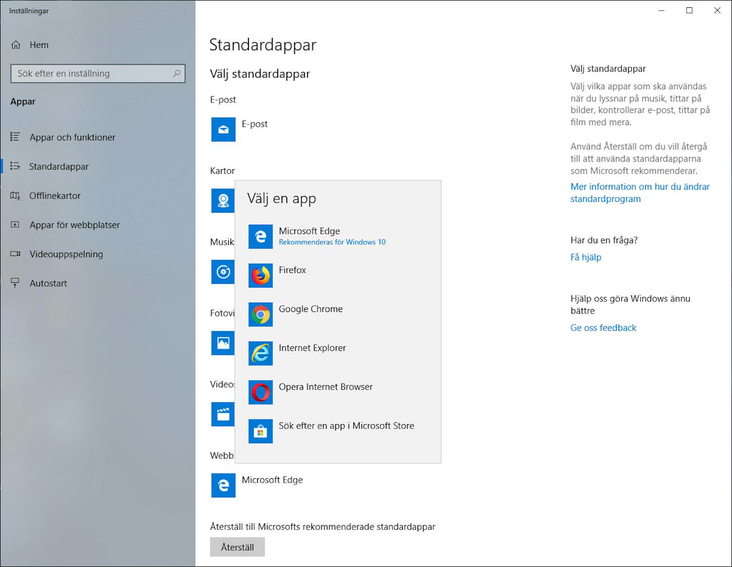 Webbläsare i Windows 10
